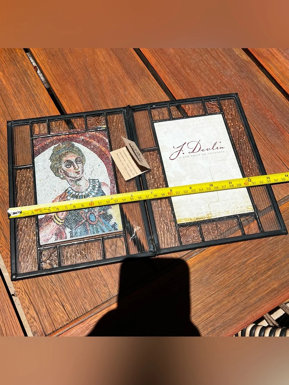 J. Devlin Beveled Crystal Stained Glass Art Double Picture Foldable Photo Frame